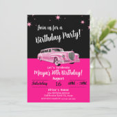 Rosa Limousine Puppe Party Geburtstag Einladung (Stehend Vorderseite)