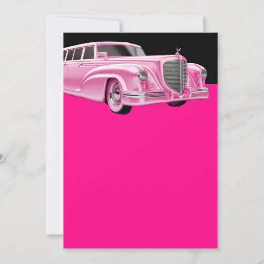 Rosa Limousine Puppe Party Geburtstag Einladung (Rückseite)