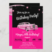 Rosa Limousine Puppe Party Geburtstag Einladung (Vorne/Hinten)