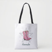 Rosa Line Dance Stiefel und Sterne Tasche (Vorderseite)