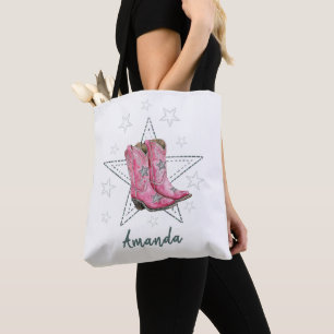 Rosa Line Dance Stiefel und Sterne Tasche