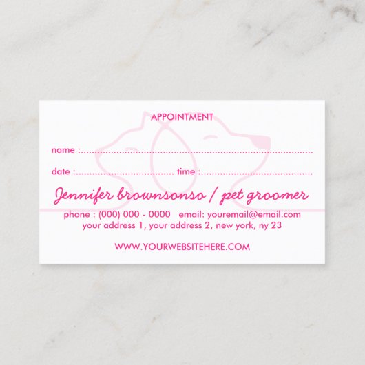 Rosa Linie Logo Katzenjammer Ernennung Visitenkarte (Rückseite)