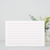 Rosa Linien Weiß Schlicht Elegant Niedlich Briefpapier (Stehend Vorderseite)