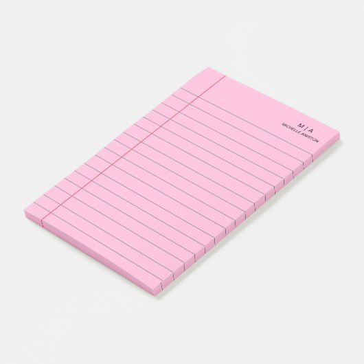 rosa Linke Notebook-Monogramm Post-it Klebezettel (angewinkelt)