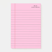 rosa Linke Notebook-Monogramm Post-it Klebezettel (Vorderseite)