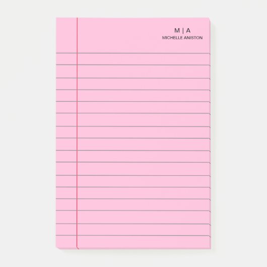 rosa Linke Notebook-Monogramm Post-it Klebezettel (Vorderseite)