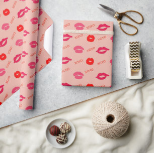 Rosa Lip XOXO Valentinstag Geschenkpapier