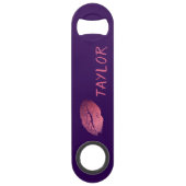 Rosa Lippen auf lila Hintergrund Speed Flaschenöffner (Vorderseite)