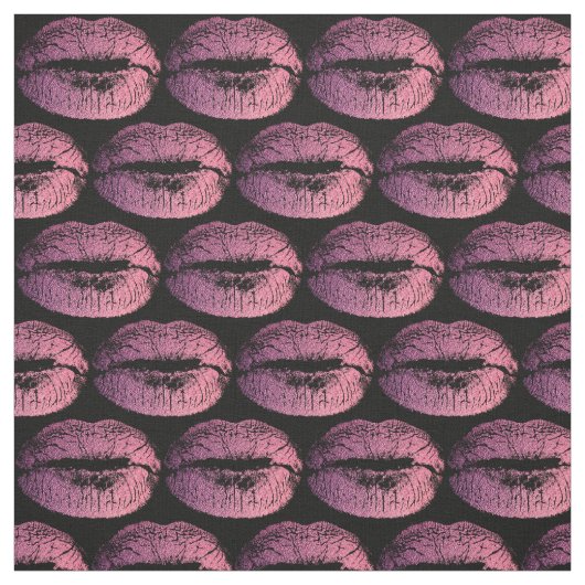 Rosa Lippen auf Schwarz Stoff (Muster)