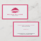 Rosa Lippen auf weiß mit rosa Schnürung Visitenkarte (Vorne/Hinten)