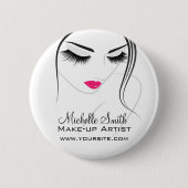 Rosa Lippen Begegnen lange Striche Lash Extensions Button (Vorderseite)