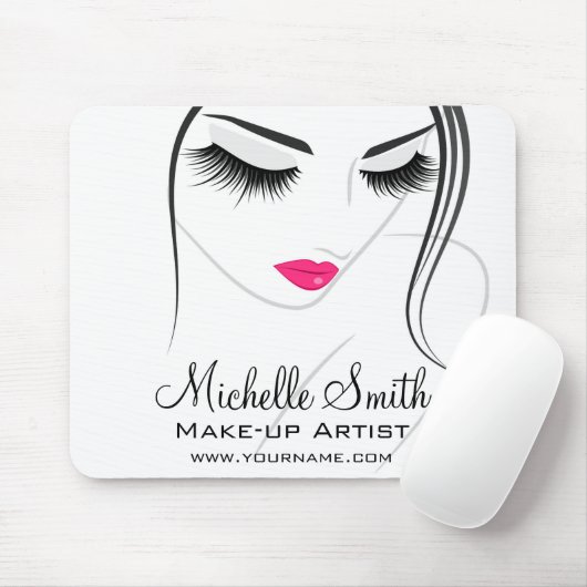 Rosa Lippen Begegnen lange Striche Lash Extensions Mousepad (Mit Mouse)
