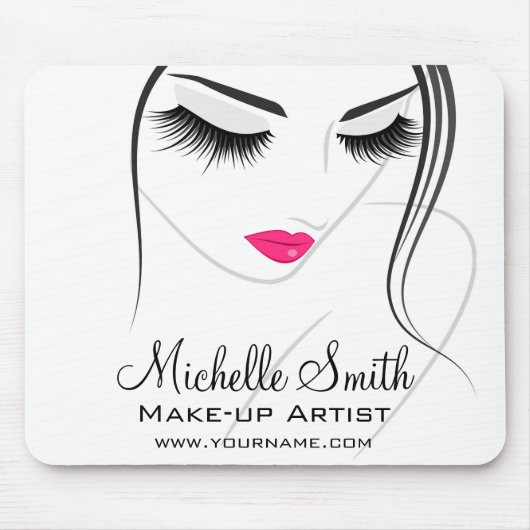 Rosa Lippen Begegnen lange Striche Lash Extensions Mousepad (Vorne)