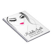 Rosa Lippen Begegnen lange Striche Lash Extensions Notizblock (Rechte Seite)