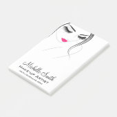 Rosa Lippen Begegnen lange Striche Lash Extensions Post-it Klebezettel (angewinkelt)