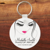 Rosa Lippen Begegnen lange Striche Lash Extensions Schlüsselanhänger (Vorderseite)