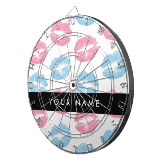 Rosa Lippen, blaue Lippen, Kuss, Ihr Name, persona Dartscheibe (Vorderseite rechts)