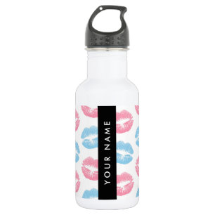 Rosa Lippen, blaue Lippen, Kuss, Ihr Name, persona Edelstahlflasche