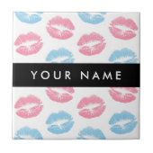 Rosa Lippen, blaue Lippen, Kuss, Ihr Name, persona Fliese (Vorderseite)
