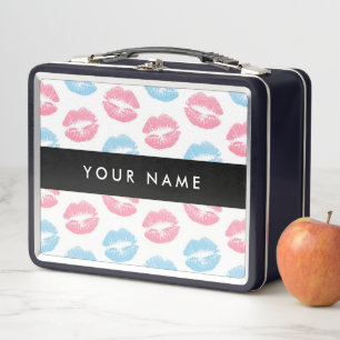 Rosa Lippen, blaue Lippen, Kuss, Ihr Name, persona Metall Brotdose
