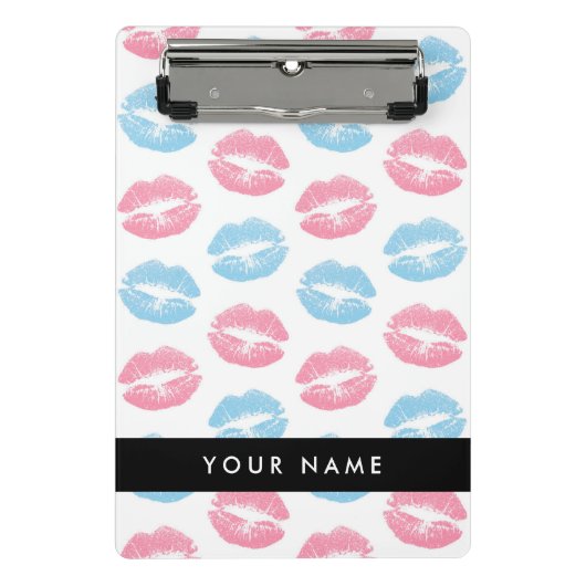 Rosa Lippen, blaue Lippen, Kuss, Ihr Name, persona Mini Klemmbrett (Vorderseite)