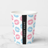 Rosa Lippen, blaue Lippen, Kuss, Ihr Name, persona Pappbecher (Vorderseite)