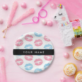 Rosa Lippen, blaue Lippen, Kuss, Ihr Name, persona Pappteller (Party)