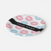 Rosa Lippen, blaue Lippen, Kuss, Ihr Name, persona Pappteller (Schrägansicht)