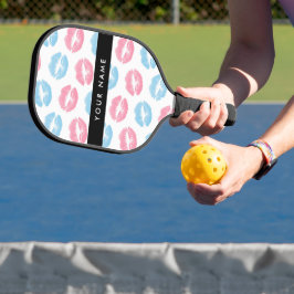 Rosa Lippen, blaue Lippen, Kuss, Ihr Name, persona Pickleball Schläger