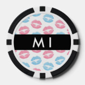 Rosa Lippen, blaue Lippen, Kuss, Ihr Name, persona Pokerchips (Vorderseite)