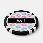 Rosa Lippen, blaue Lippen, Kuss, Ihr Name, persona Pokerchips (Einzeln)