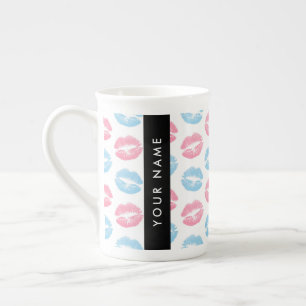 Rosa Lippen, blaue Lippen, Kuss, Ihr Name, persona Porzellantasse