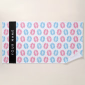 Rosa Lippen, blaue Lippen, Kuss, Ihr Name, persona Strandtuch (Vorderseite)