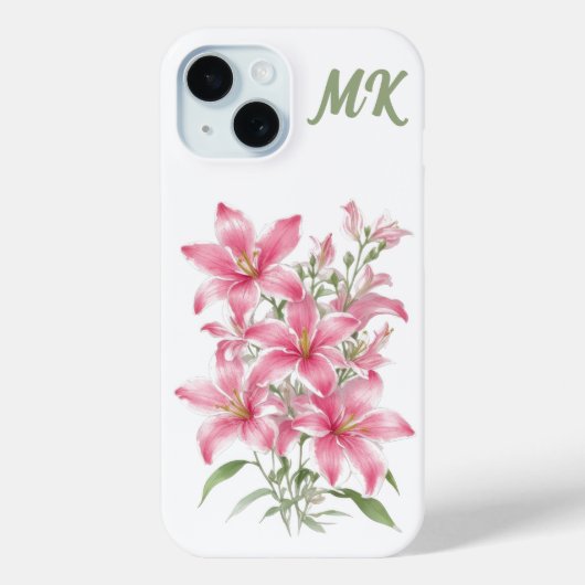 Rosa Lippen Blume Monogram Phone Case (Rückseite)