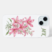 Rosa Lippen Blume Monogram Phone Case (Rückseite (Horizontal))