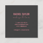 Rosa Lippen | Charcoal Makeup Square Business Card Quadratische Visitenkarte (Rückseite)