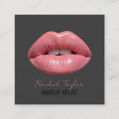 Rosa Lippen | Charcoal Makeup Square Business Card Quadratische Visitenkarte (Vorderseite)