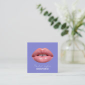 Rosa Lippen | Cool Blue Makeup Square Quadratische Visitenkarte (Stehend Vorderseite)