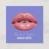 Rosa Lippen | Cool Blue Makeup Square Quadratische Visitenkarte (Vorderseite)