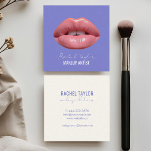 Rosa Lippen Cool Blue Makeup Square Quadratische Visitenkarte