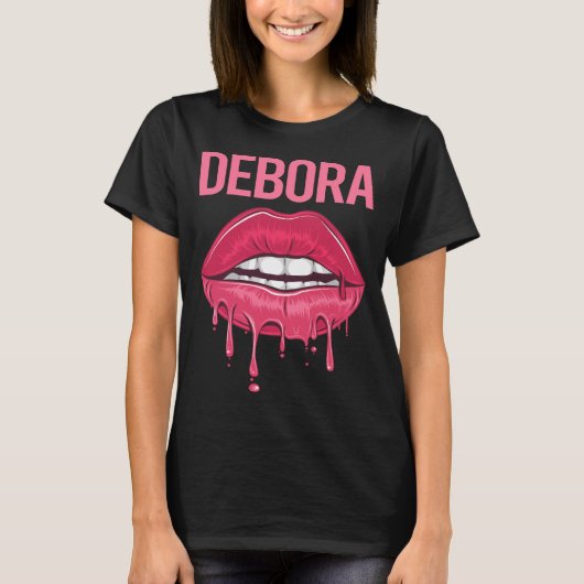 Rosa Lippen - Debora Name T-Shirt (Vorderseite)