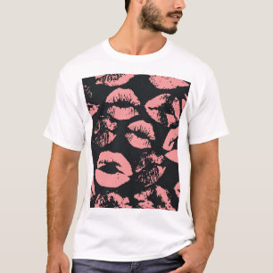 Rosa Lippen: Eigenartige nahtlose Vintage-Struktur T-Shirt