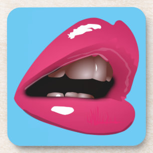 rosa Lippen Getränkeuntersetzer