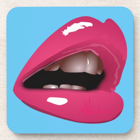 Rosa Lippen Getränkeuntersetzer (Vorderseite)