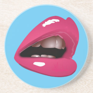 rosa Lippen Getränkeuntersetzer