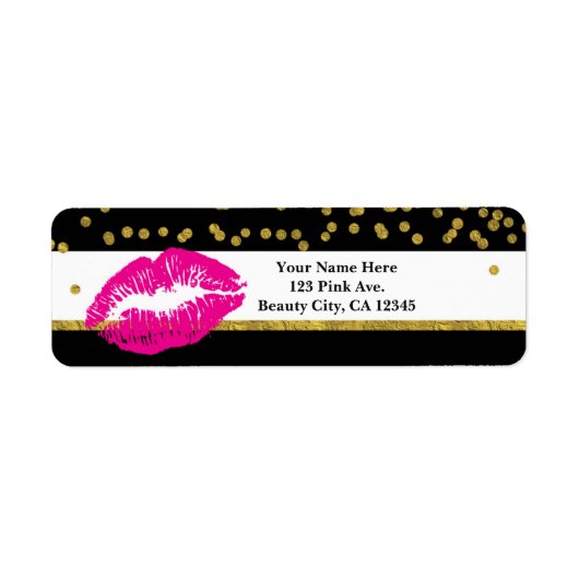 Rosa Lippen Gold Confetti & Streifen Glamour (Vorne)
