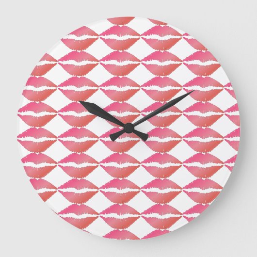Rosa Lippen Große Wanduhr (Vorderseite)