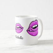 Rosa Lippen individuelle Name Tasse (VorderseiteRechts)