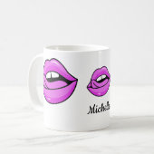Rosa Lippen individuelle Name Tasse (Vorderseite Links)