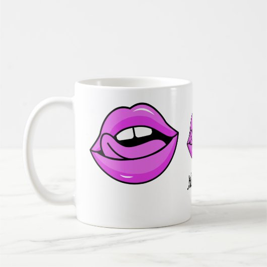 Rosa Lippen individuelle Name Tasse (Links)